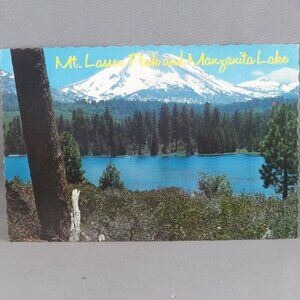 Vintage Postcard - Mt Lassen Peak Lake Manzanita - Contiental Card
